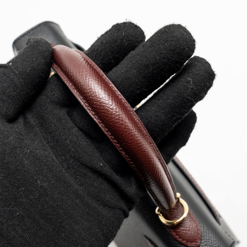 Hermes Kelly 25 Special Order Epsom Black/ Rouge H GHW Stamp Y