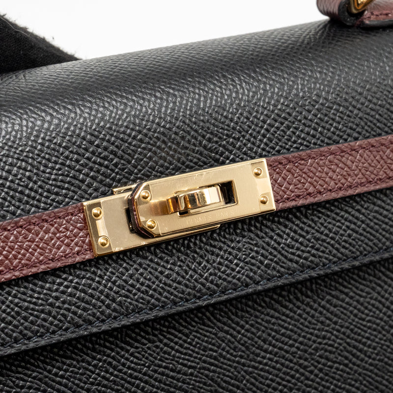 Hermes Kelly 25 Special Order Epsom Black/ Rouge H GHW Stamp Y