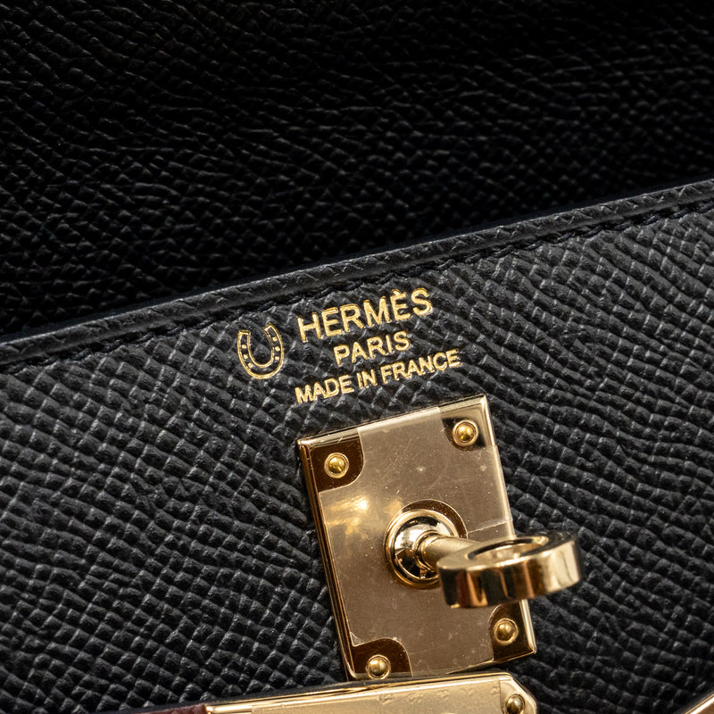 Hermes Kelly 25 Special Order Epsom Black/ Rouge H GHW Stamp Y