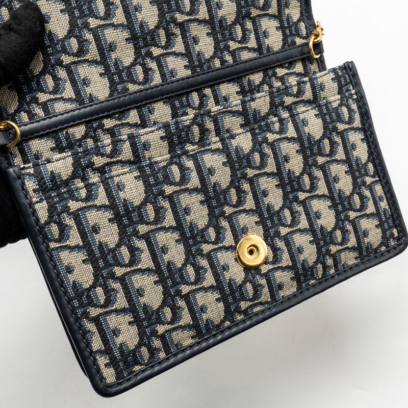 Dior 2-in-1 30 Montaigne Pouch Dior Oblique Jacquard Blue GHW