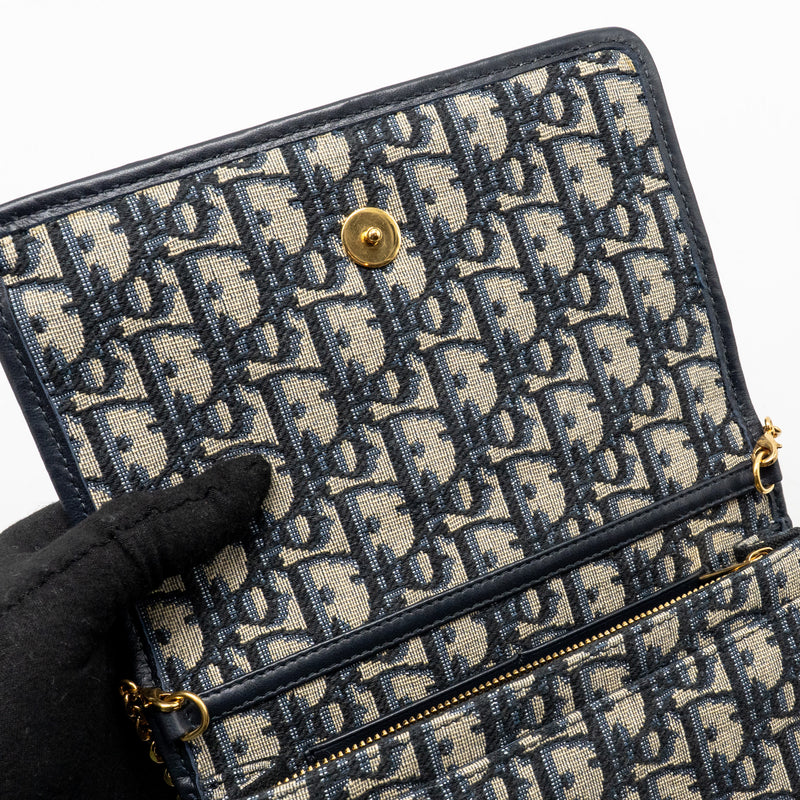 Dior 2-in-1 30 Montaigne Pouch Dior Oblique Jacquard Blue GHW