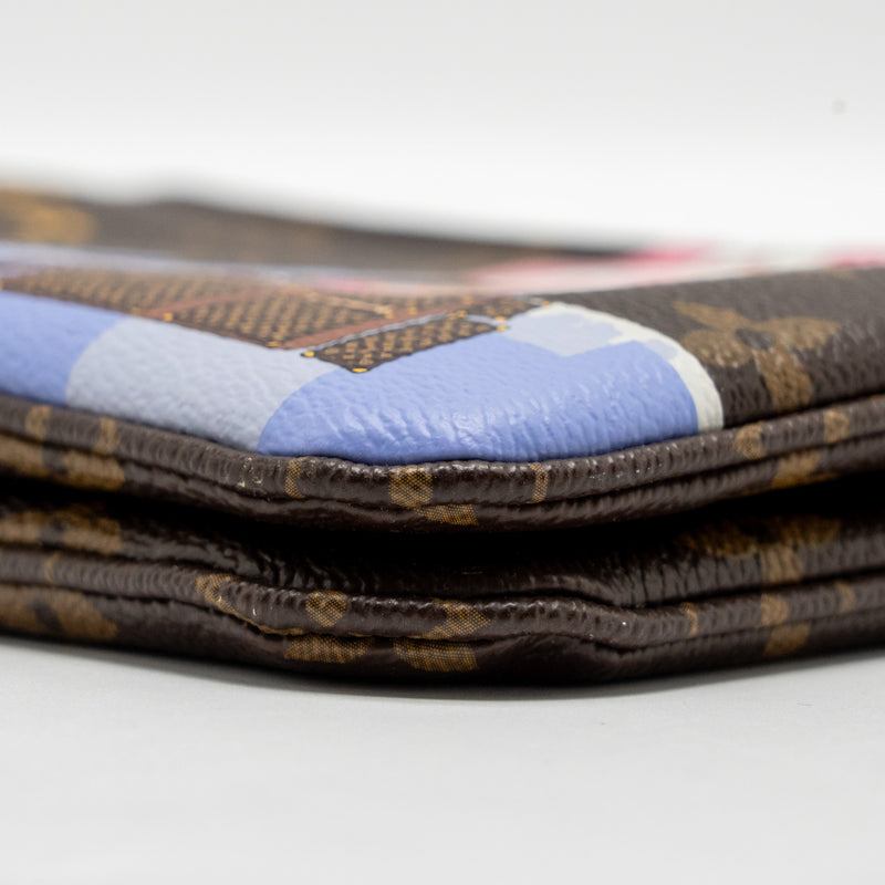 Louis Vuitton double zip clutch with chain Vivien holiday printed monogram canvas GHW