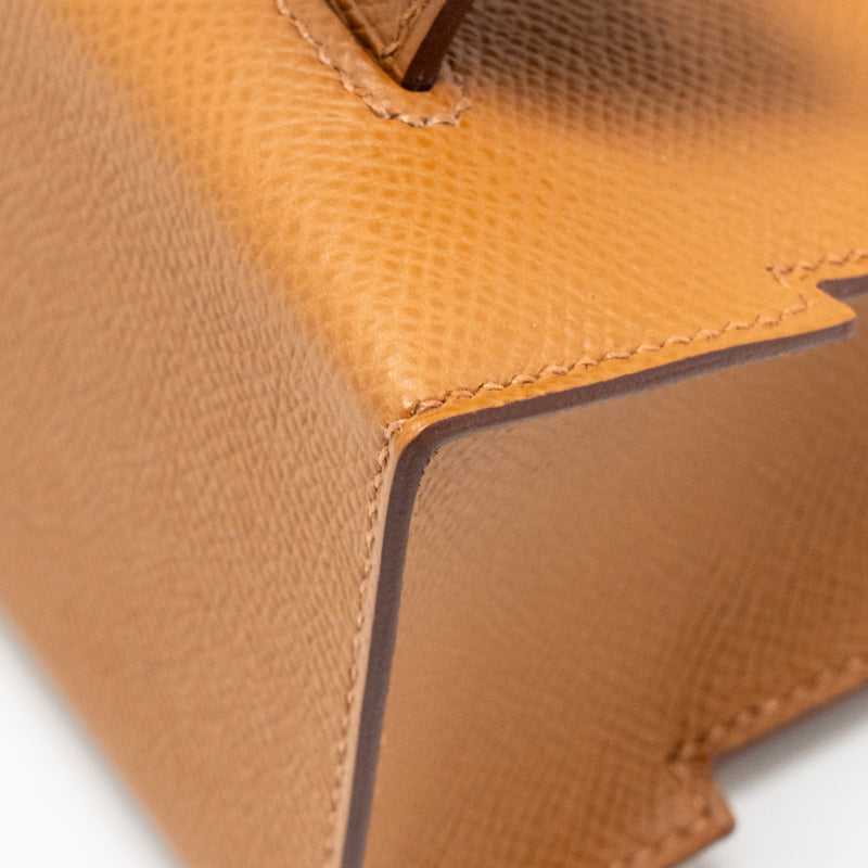 Hermes kellydole / kelly dole picto epsom gold / Zanzibar /  orange field / Milton SHW stamp K