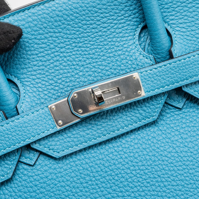 Hermes Birkin 35 Togo Turquoise Blue SHW Stamp Square R