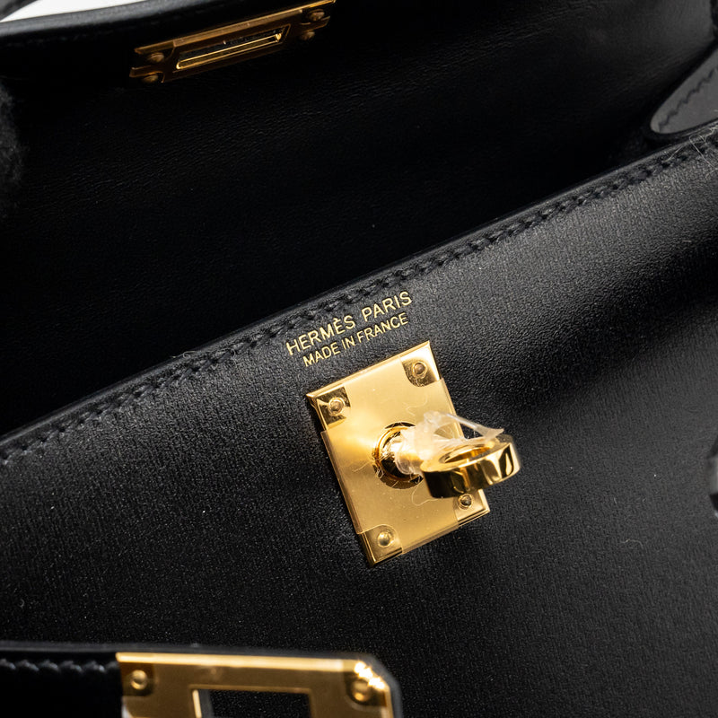 Hermes Mini Kelly II Box Black GHW Stamp W