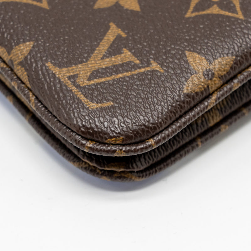 Louis Vuitton double zip clutch with chain Vivien holiday printed monogram canvas GHW