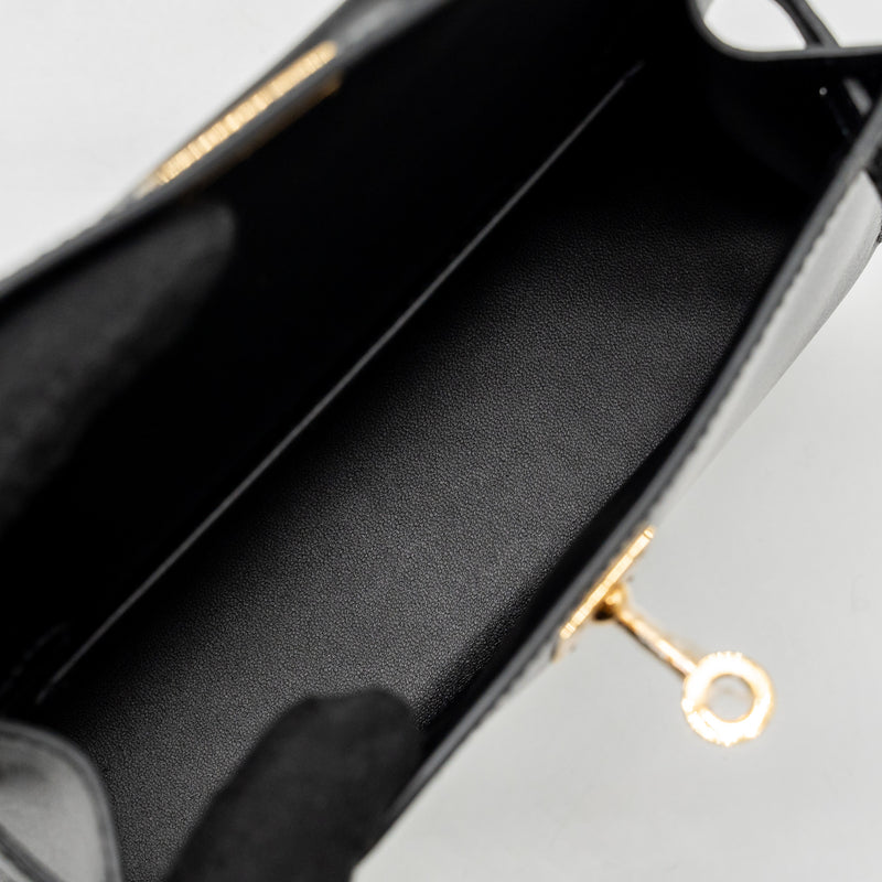 Hermes Mini Kelly II Box Black GHW Stamp W