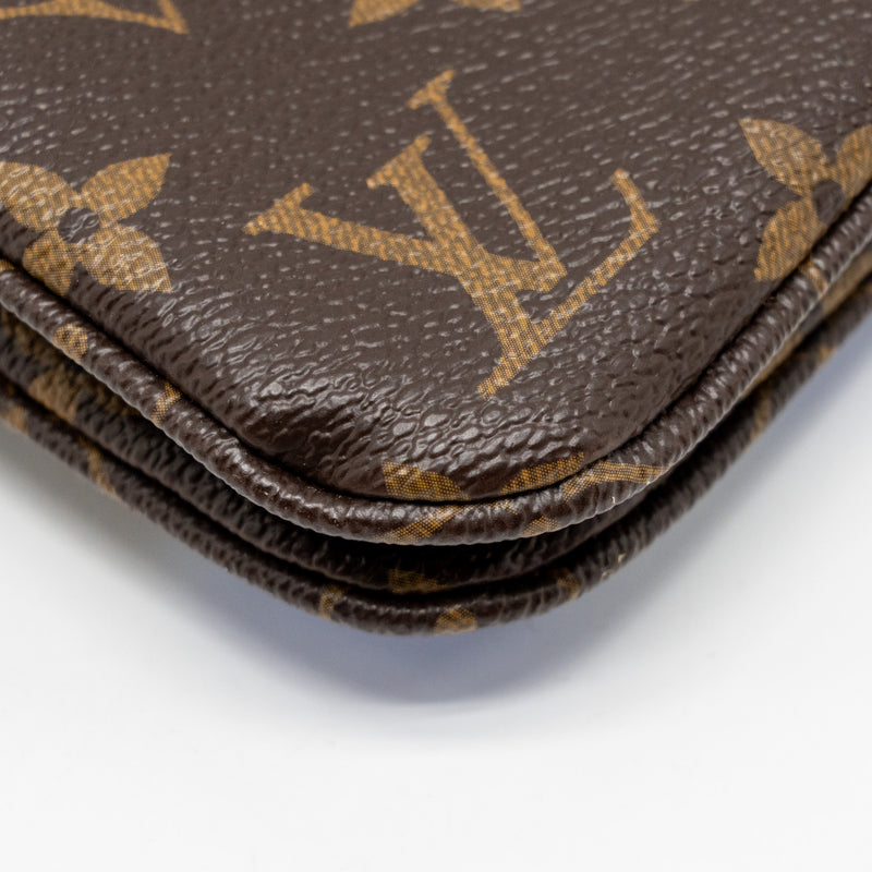 Louis Vuitton double zip clutch with chain Vivien holiday printed monogram canvas GHW