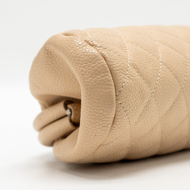 Chanel timeless kisslock clutch caviar beige SHW