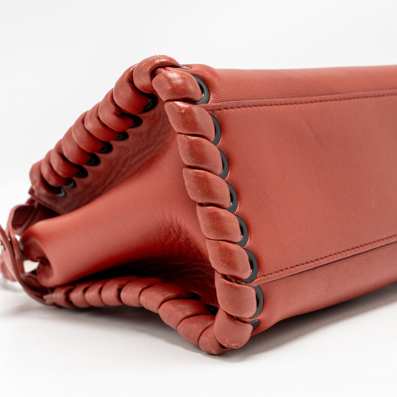 Fendi Mini Peekaboo Whipstitch Lambskin Bloody Mary SHW