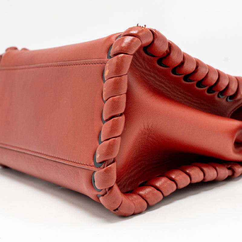 Fendi Mini Peekaboo Whipstitch Lambskin Bloody Mary SHW