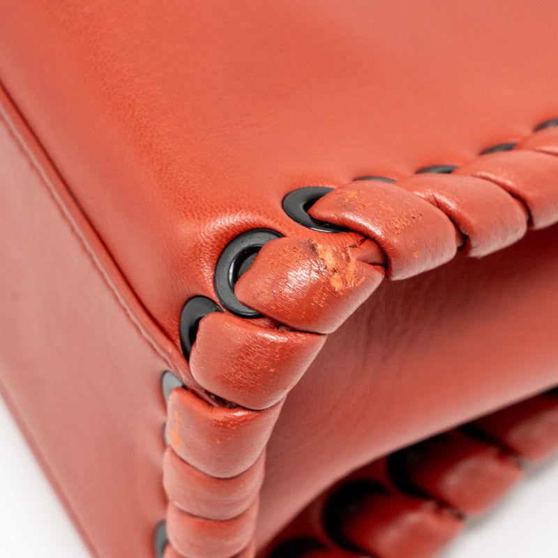 Fendi Mini Peekaboo Whipstitch Lambskin Bloody Mary SHW