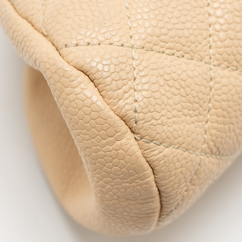 Chanel timeless kisslock clutch caviar beige SHW