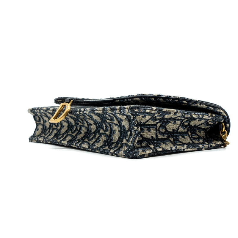 Dior Saddle Pouch With Chain Dior Oblique Jacquard blue GHW