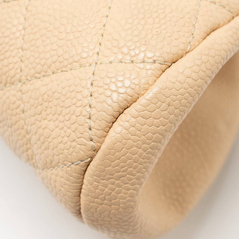 Chanel timeless kisslock clutch caviar beige SHW