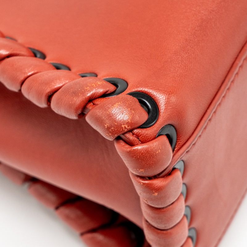 Fendi Mini Peekaboo Whipstitch Lambskin Bloody Mary SHW