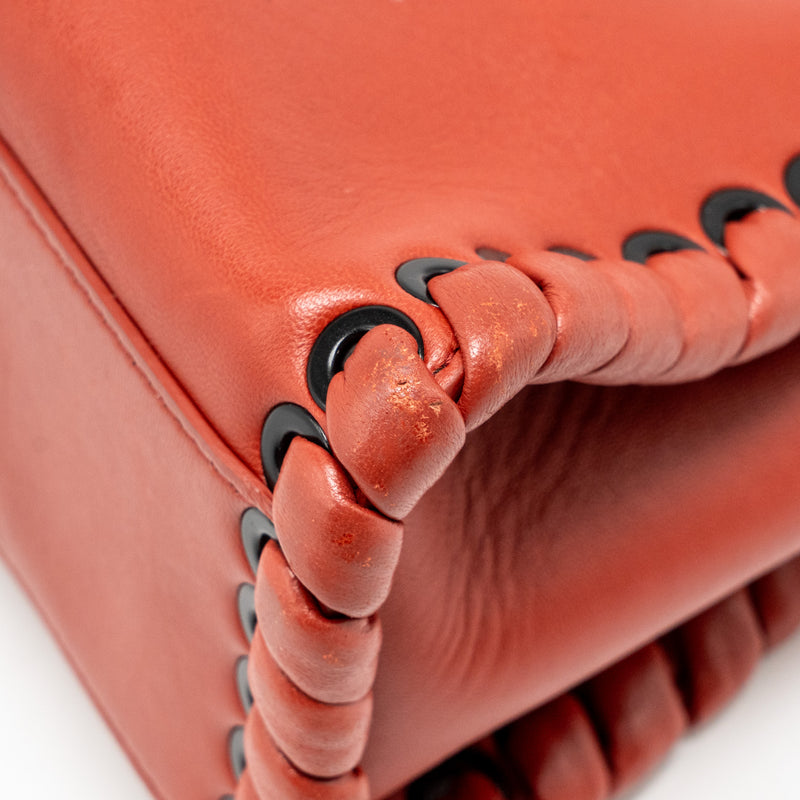 Fendi Mini Peekaboo Whipstitch Lambskin Bloody Mary SHW