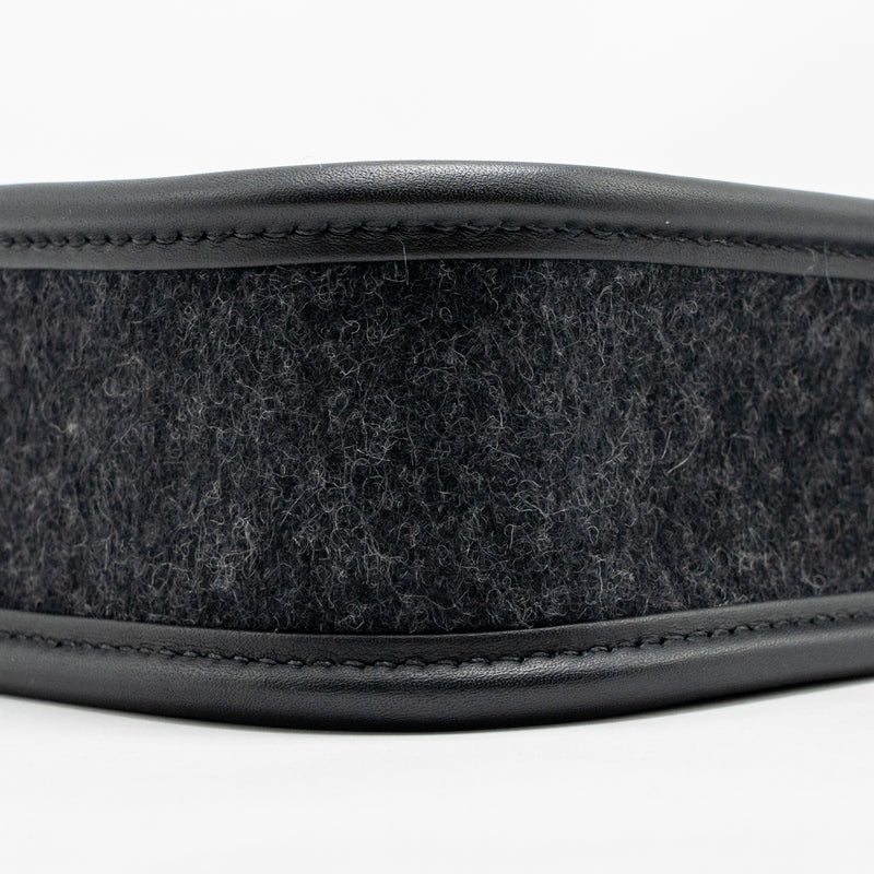 Hermes Mini Evelyne Feutre/Swift/Sangle Wool Graphite/Black SHW Stamp U