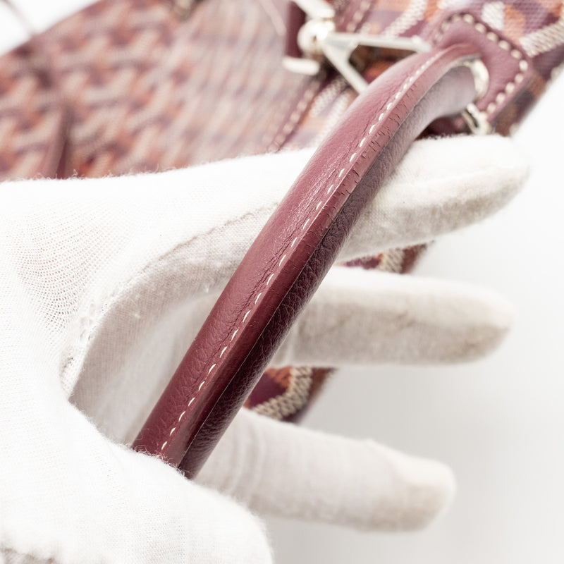 Goyard Saint Leger Backpack Goyardine Canvas Burgundy SHW