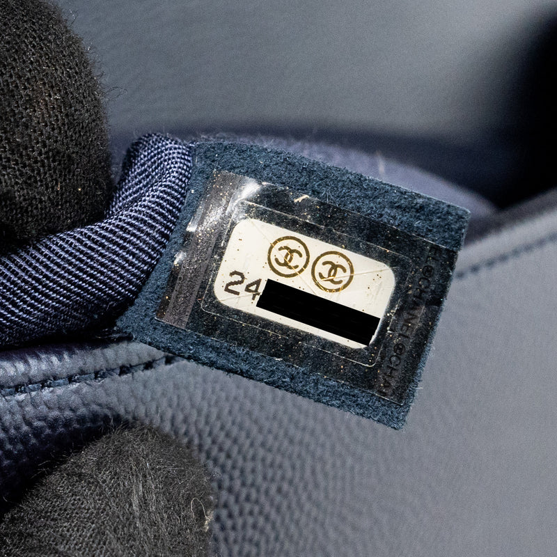 Chanel medium boy bag caviar metallic blue ruthenium hardware