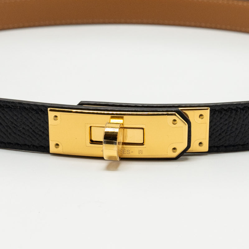 Hermes Kelly 18 Belt Epsom Black GHW Stamp W