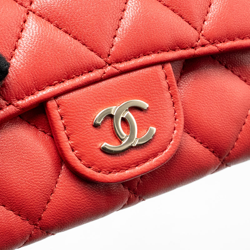 Chanel Classic Flap Card Holder Lambskin Red LGHW (Microchip)