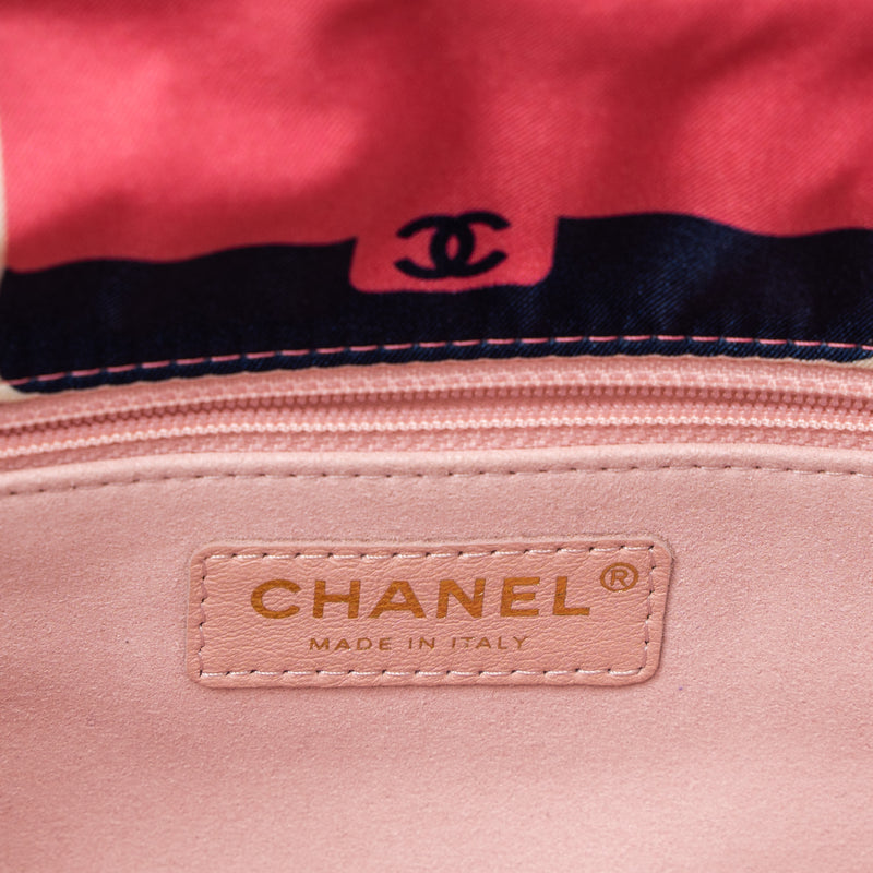 Chanel CC Logo Printed Flap Bag Fabric Multicolour LGHW (Microchip)