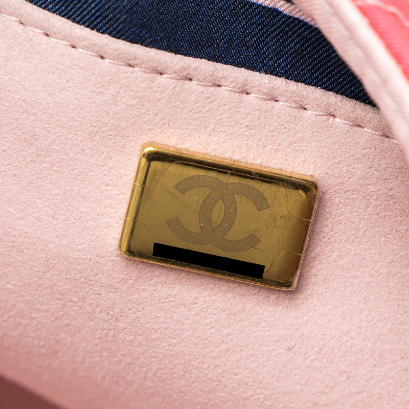 Chanel CC Logo Printed Flap Bag Fabric Multicolour LGHW (Microchip)