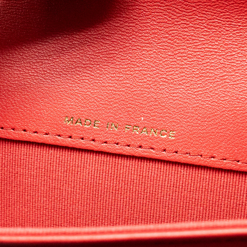 Chanel Classic Flap Card Holder Lambskin Red LGHW (Microchip)