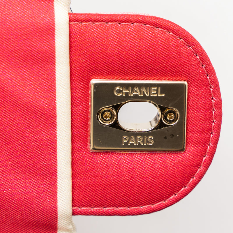 Chanel CC Logo Printed Flap Bag Fabric Multicolour LGHW (Microchip)