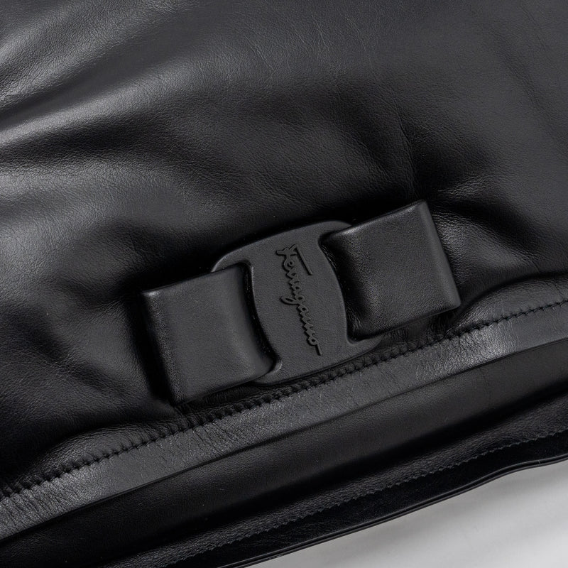 Salvatore Ferragamo Small Viva Bow Shoulder Bag Black with Black Hardware