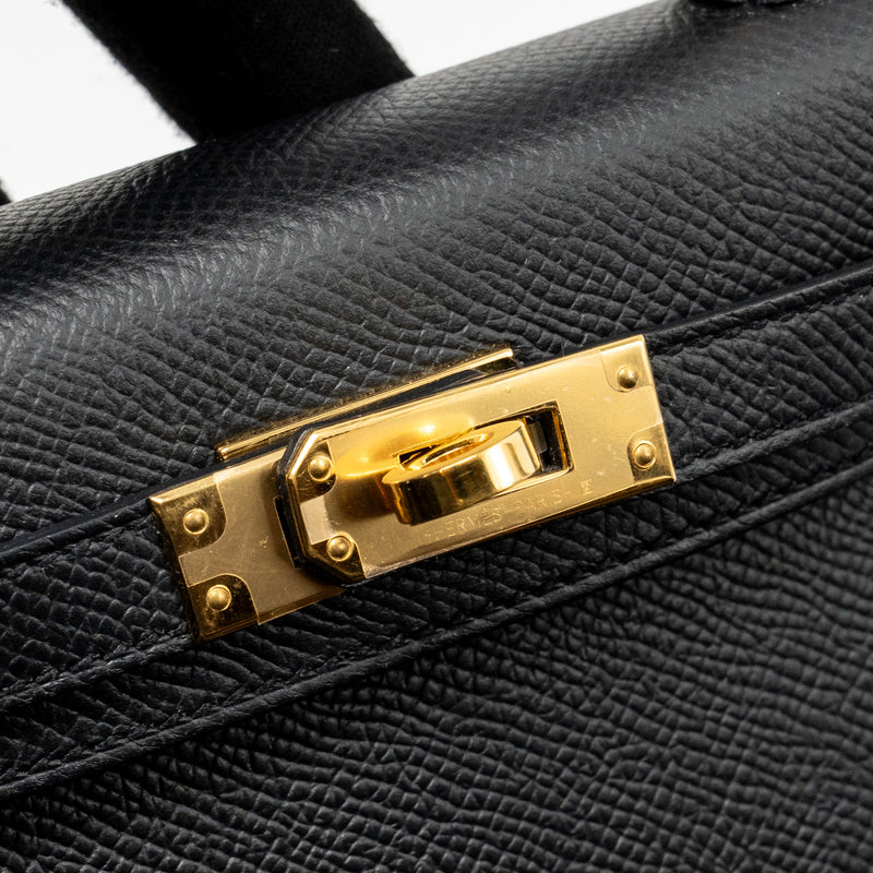 Hermes Mini Kelly II Epsom Black GHW Stamp B