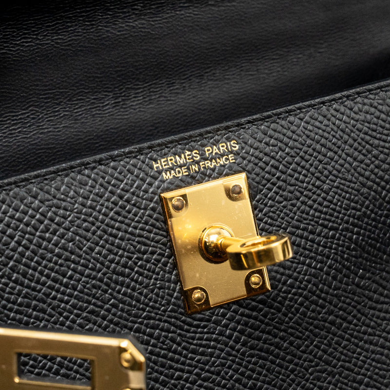 Hermes Mini Kelly II Epsom Black GHW Stamp B