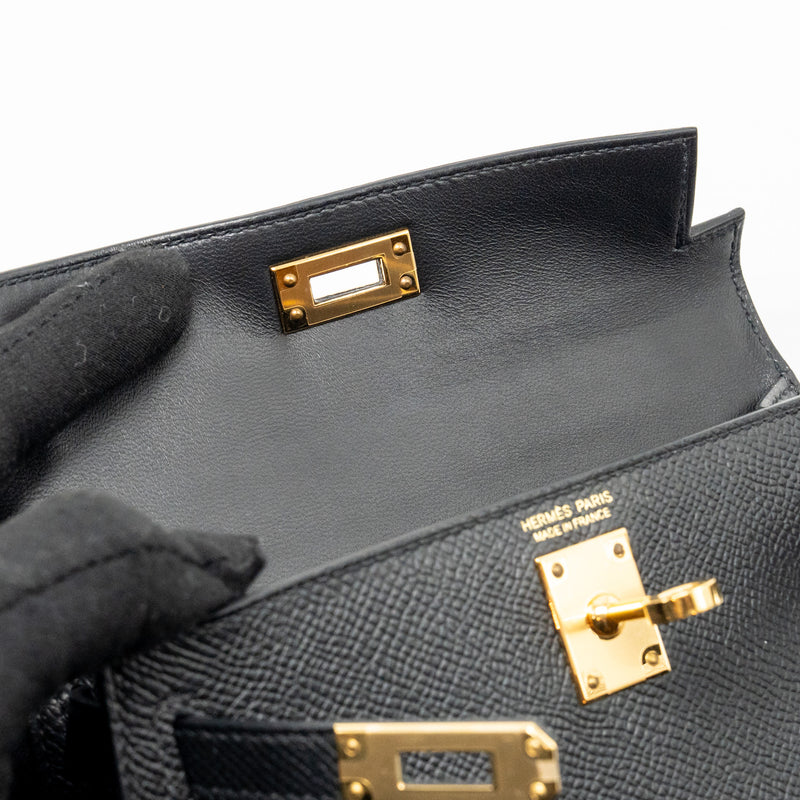 Hermes Mini Kelly II Epsom Black GHW Stamp B