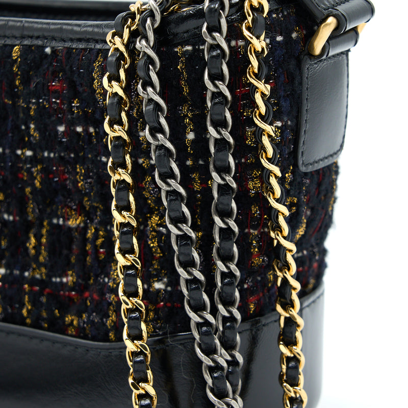 Chanel Small Gabrielle Hobo Bag Tweed/Leather Black Multicolour Hardwa