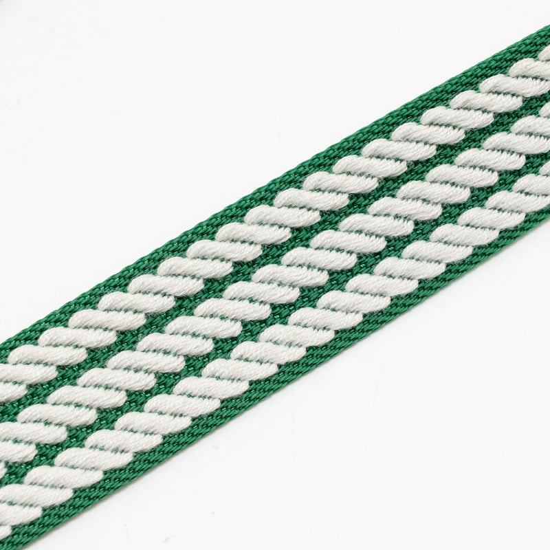 Hermes 70cm Sangle Cordage 25mm Width Shoulder Strap Canvas/Swift Green/White SHW Stamp W