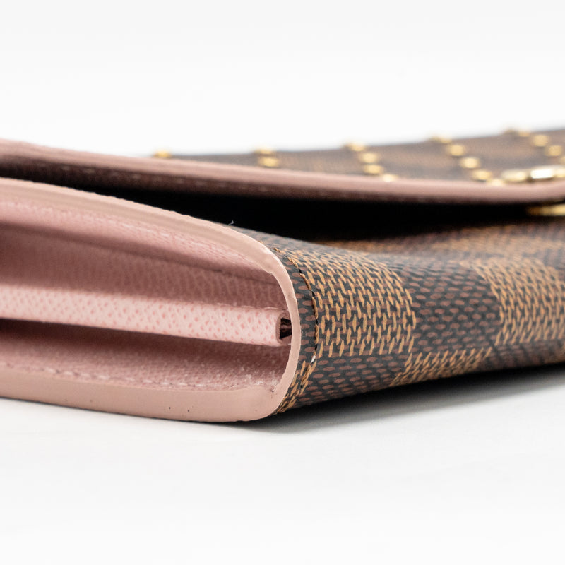 LOUISVUITTON☆Portefeuille Sarah Louis Vuitton Sarah Portefeuille Long Wallet Damier Ebene Canvas Pink