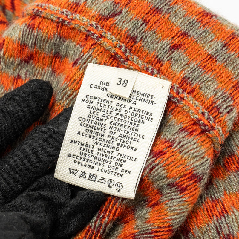 Hermes Size 38 Jacquard Knit Dress with Neck Warmer/Knit Belt Cashmere Orange Brule