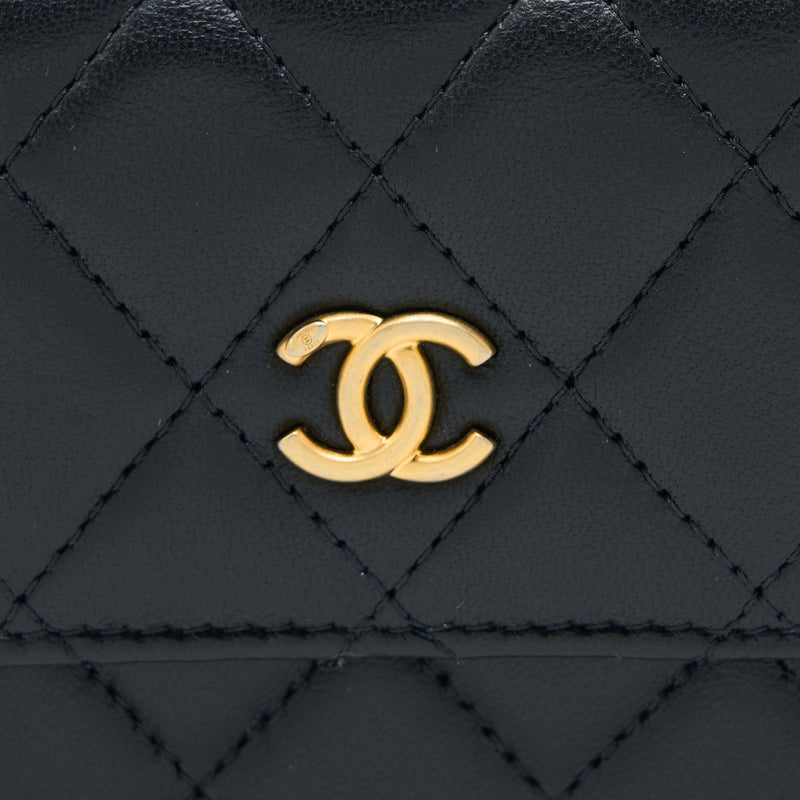 Chanel Pearl Crush Mini Flap Belt Bag Lambskin Black Brushed GHW