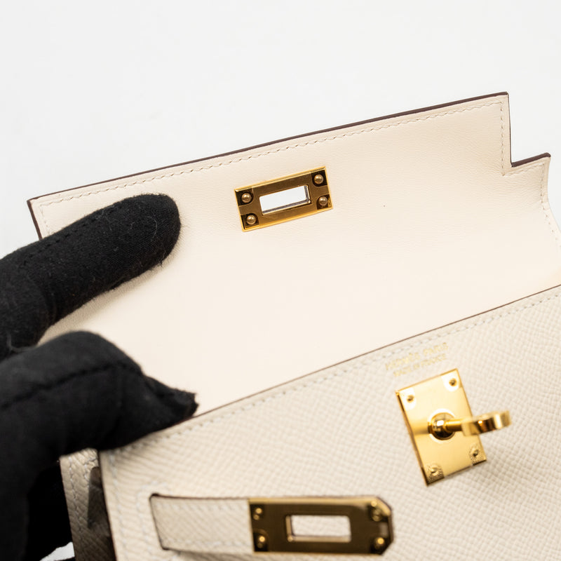 Hermes Mini Kelly II Epsom Nata GHW Stamp U