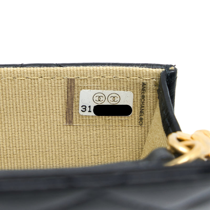 Chanel Pearl Crush Mini Flap Belt Bag Lambskin Black Brushed GHW