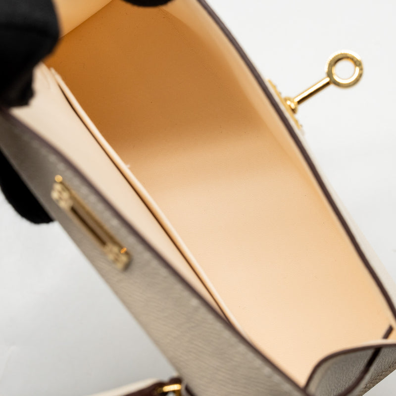 Hermes Mini Kelly II Epsom Nata GHW Stamp U