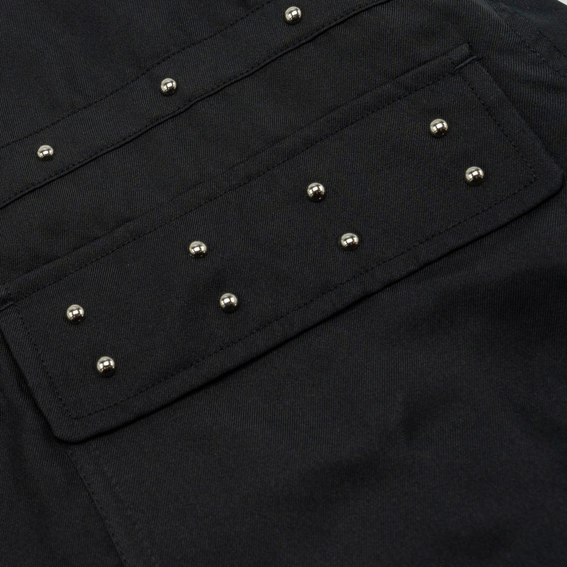 Hermes Size 34 Chemise Shirt with Studs Details Silk Black
