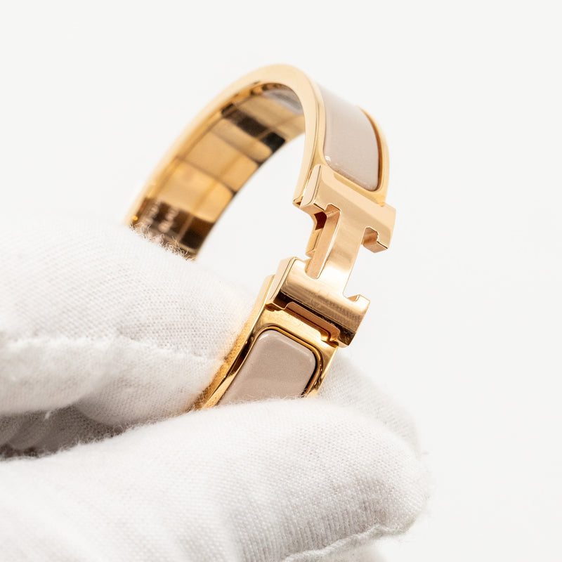 Hermes Size PM Clic H bracelet marron glance RGHW