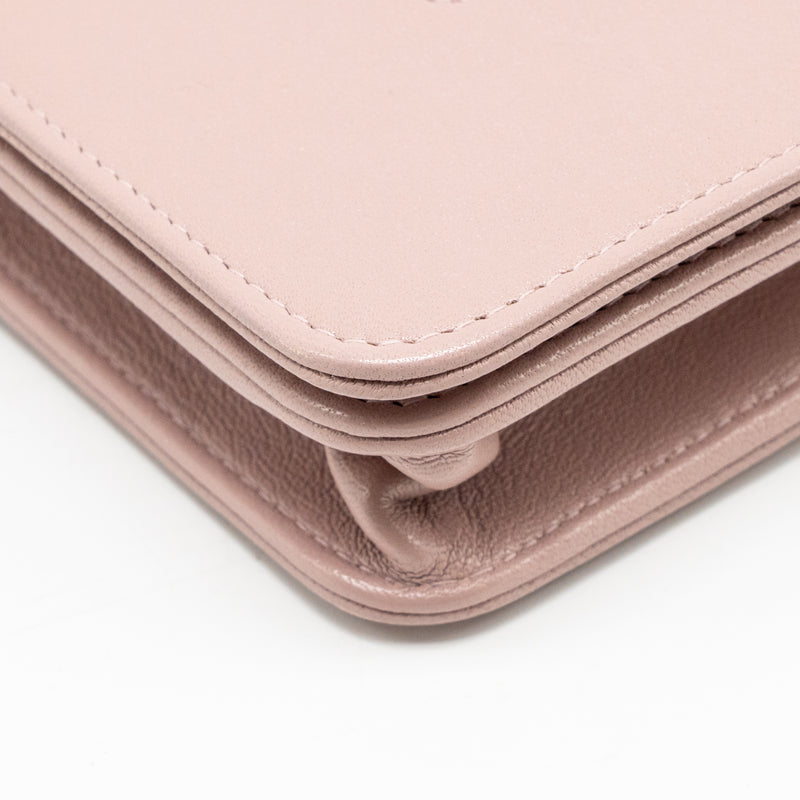 Chanel CC logo wallet with chain goatskin pink GHW