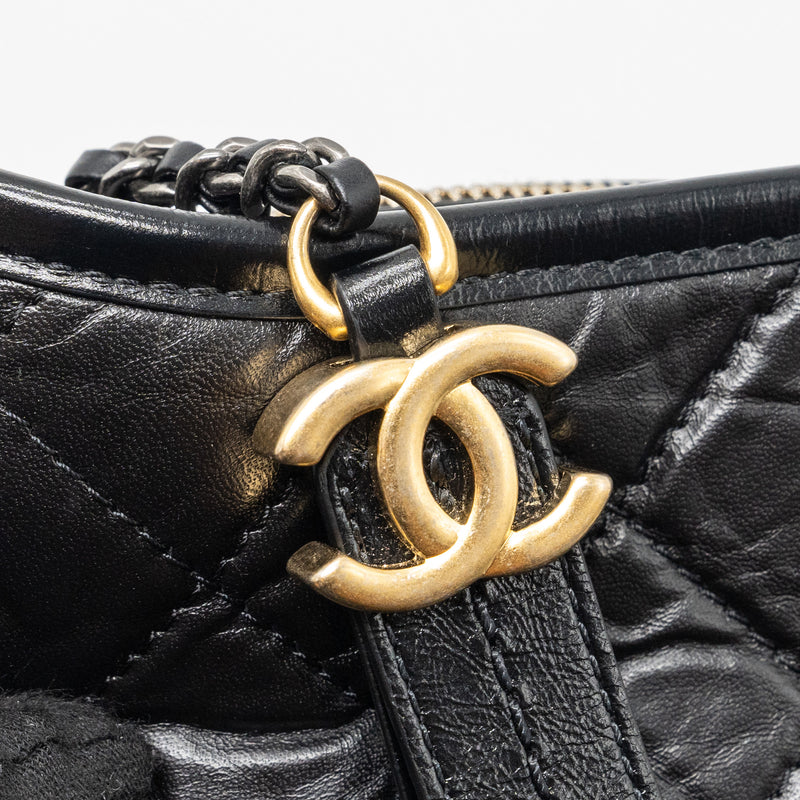 Chanel new medium Gabrielle hobo bag calfskin black multicolour hardware (microchip)