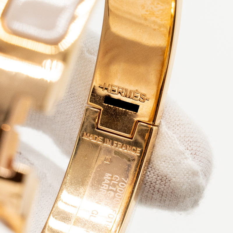 Hermes Size PM Clic H bracelet marron glance RGHW