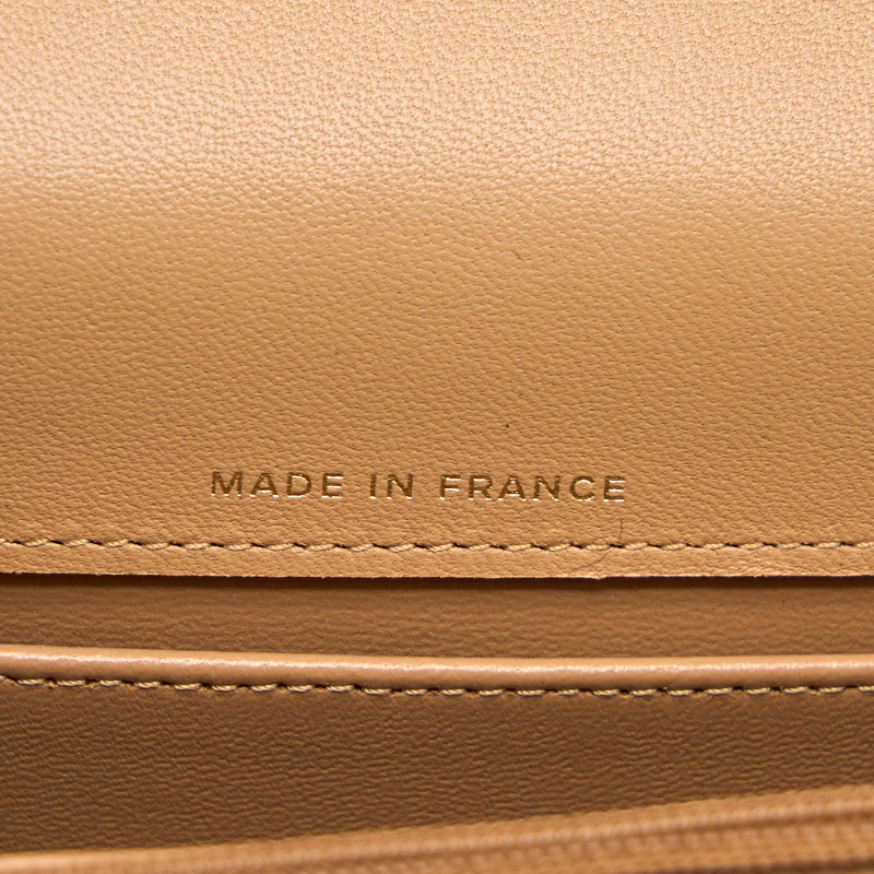 Chanel Top Handle Mini Flap Bag with Chain Lambskin Caramel LGHW (Microchip)
