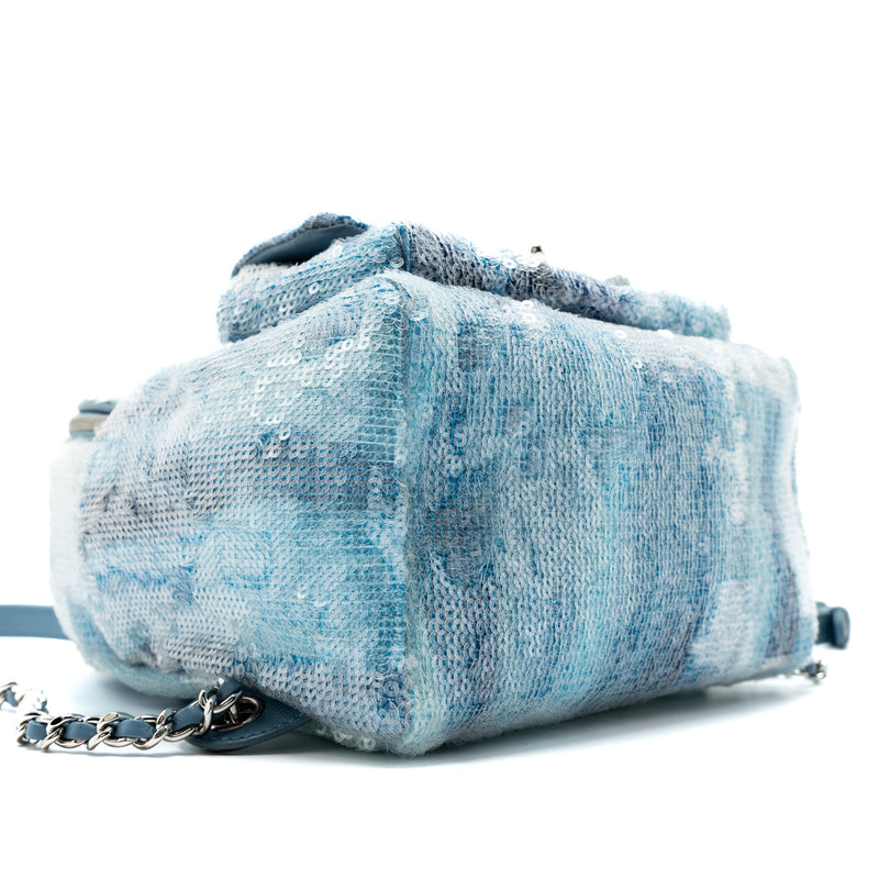 Chanel Mini Backpack Sequins Multicolour Blue SHW