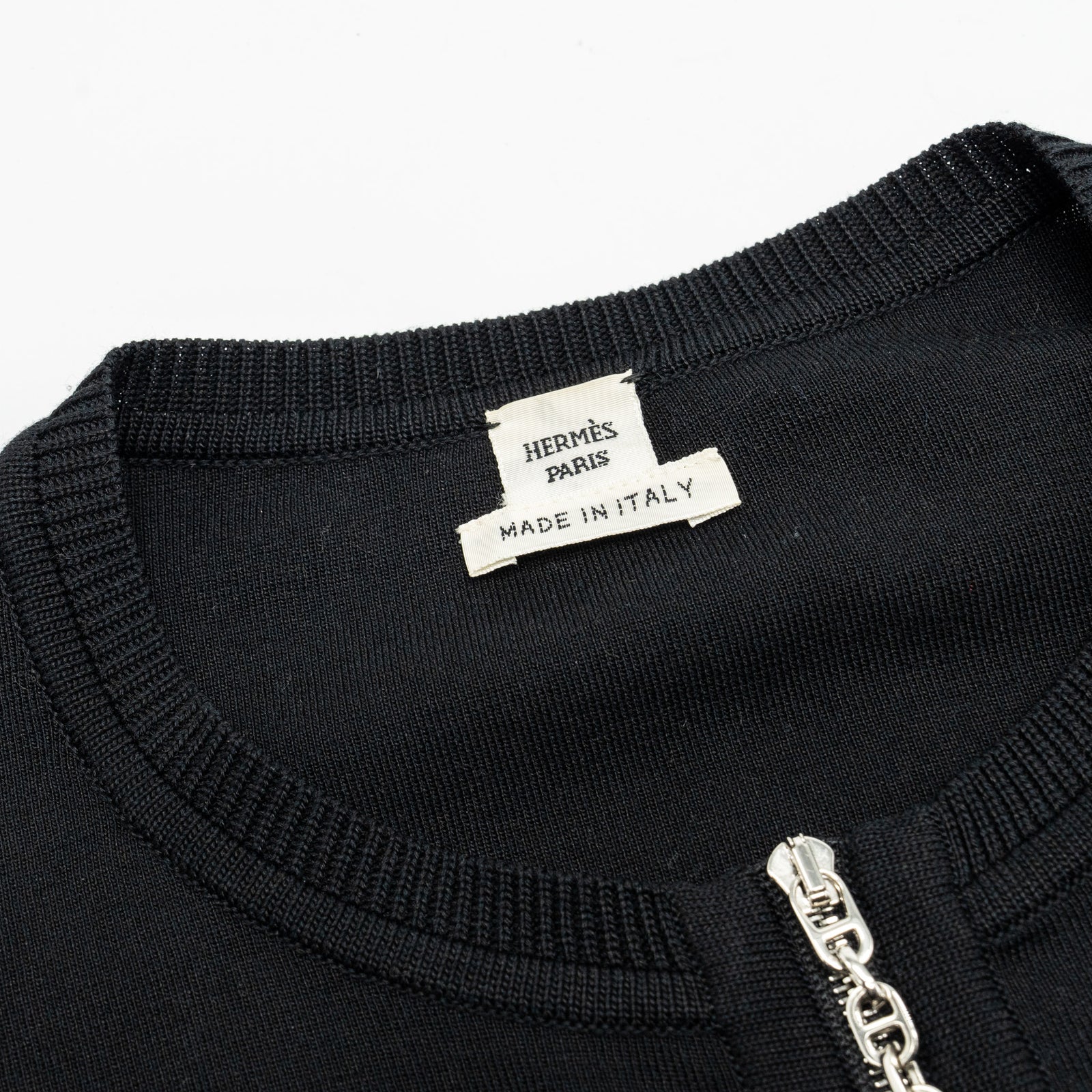 Hermes Size 38 Cardigan Zippe Twillaine Silk/Cotton Noir